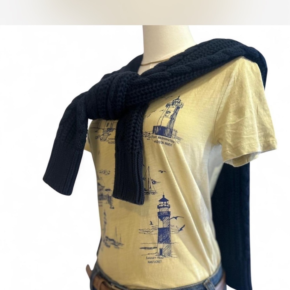 Free with Purchase |J.Crewl Women's Knit Goods T-Shirt with Lighthouse Print XS - Picture 2 of 6